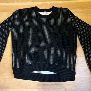 Lululemon NWT Yogi Crew Sweater Size 10 Black with white flecks side zippers